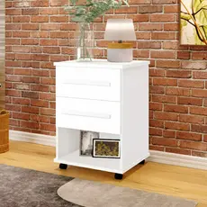 Mesa de Cabeceira para cama box criado box com gavetas rodinha