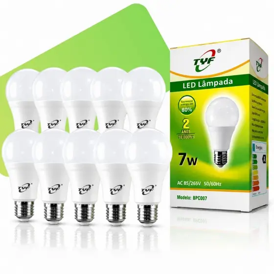 Kit 10 Lâmpadas Led 7w Branco Frio Bivolt 110/220v Econômica Luz Branca Aconchegante -Envio Imediato
