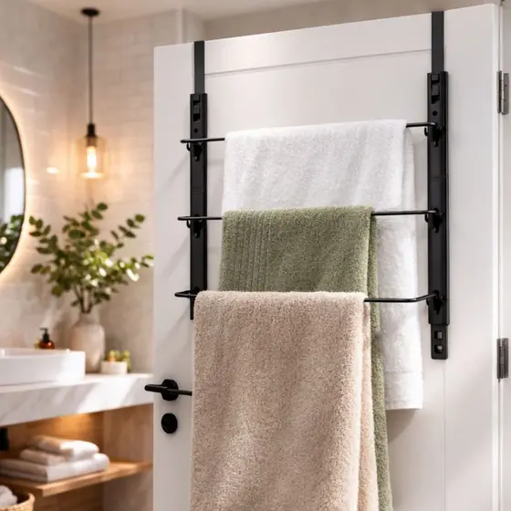 Porta Toalha de Porta Toalheiro Vertical Sem Furar para Banheiro, Lavabo e Quarto