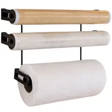 Porta Papel Toalha Triplo de Parede Suporte Rolo Filme PVC Alumínio Cozinha Organizador Aramado
