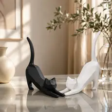 Gato Decorativo Casal Escultura Moderna para Sala Quarto Escritório Decoração Minimalista