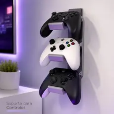 Suporte de Parede para 3 Controles Gamer | Organizador para Xbox, PS4, PS5 e Switch | Impressão 3D