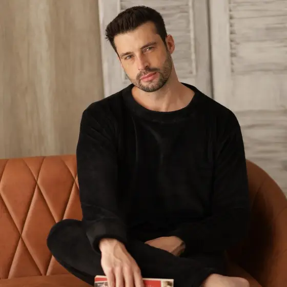 S2 Modas Pijama Longo Masculino Fleece Quentinho Peluciado Fofo Confortável do M ao G1