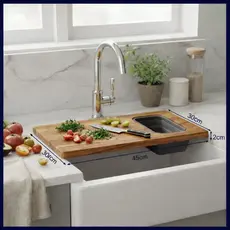 Tábua De Corte Bambu Multifuncional Com Cesto – Cozinha E Churrasco