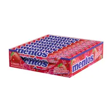 Bala Mastigável, Sabor de Frutas Vermelhas, Display, Mentos, Stick - 600 g | 16 Unidades