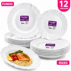 Jogo 12 Pratos Nadir 6 Fundos e 6 Raso Duralex Opaline Petala Resistente Microondas Jantar