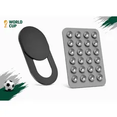 Kit  2 Suportes Ventosa Adesiva Cinza + 6 Protetor Webcam Anti Espiao