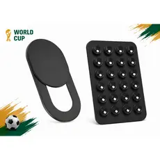 Kit  2 Suportes Ventosa Adesiva Preto  + 6 Protetor Webcam Anti Espiao