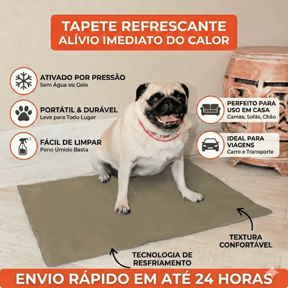 Tapete Gelado Pet Refrescante Cães e Gatos Verão Alívio Calor - Não Precisa Gelar - Envio 24h