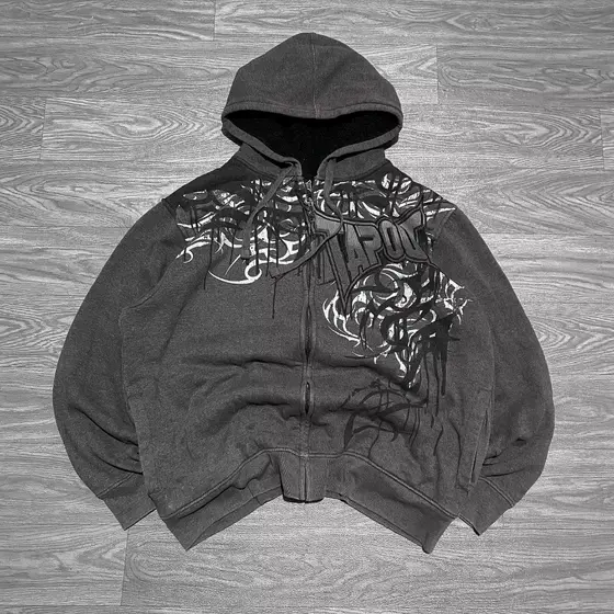 2000s TAPOUT Crânio Impressão Retro Moletom Com Capuz Estilo Harajuku Punk Street Moda Casual Suéter América Masculino