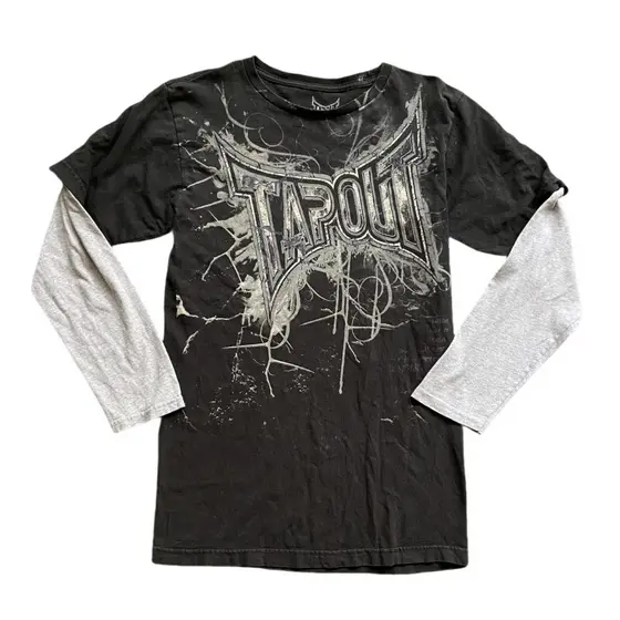 Vintage Angustiado Camiseta Dois-Em-Um Esqueleto Impressão Camadas Topo Y2K Retro Streetwear Solto Ajuste Harajuku Moda
