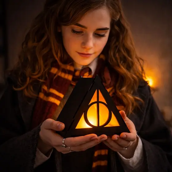 Luminária Decorativa Harry Potter Triangulo Iluminação Led em MDF