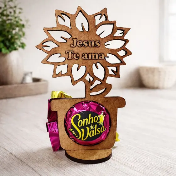Kit Porta Bombom Personalizado Flor em MDF Aniversário Premium Lembrancinha Decoração