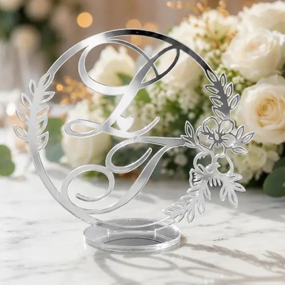 Topo De Bolo Casamento Iniciais Noivos Personalizadas Acrilico Espelhado