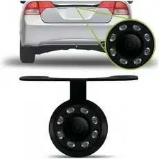 Câmera de Ré Automotiva HD 8 LEDs Visão Noturna Colorida Universal Carro - à Prova D’Água