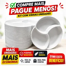 Kit Petisqueira Com Divisória Plástica Para Festas Eventos Churrasco e Petiscos Reutilizável Durável
