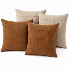 Kit 4 Capas de Almofada Linho 40x40 Rústico Toque Macio Zíper Sofá Sala Quarto Casa