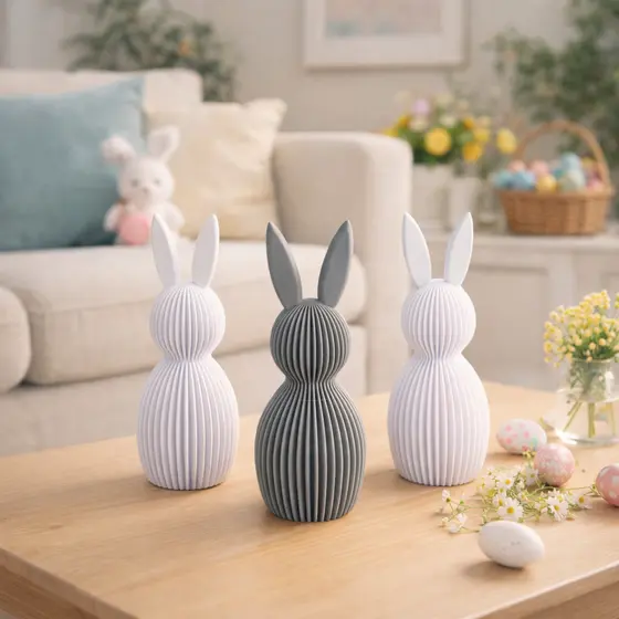 Coelho Minimalista Decorativo | Kit 3 Peças - 10,5 cm | Decoração Moderna