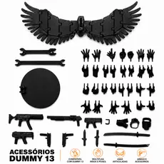 Acessórios Dummy 13 Kit de Mãos + Asas + Suporte + Armas - Crie Poses Incríveis