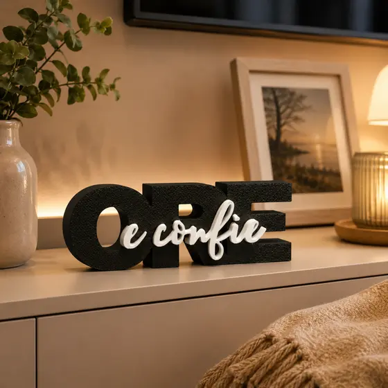 Ore e Confie Letreiro Moderno Decorativo para Casa