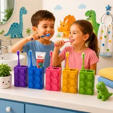 Porta Escova Infantil | Tipo Lego | Porta Escova e Pasta Para Crianças | Envio Rápido