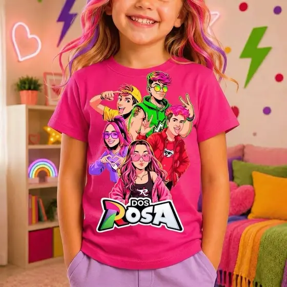 Camiseta Infantil Emily Vick Dos Rosas Menina Manga Curta Premium