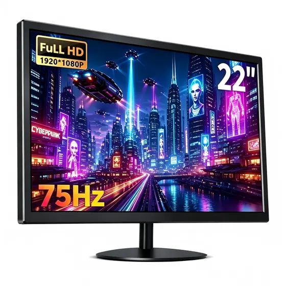 Monitor LED 22 Polegadas 1920*1080 FULL HD com 75Hz e 6ms Furação Vesa HDMI e VGA VESA - Furação Vesa, 110V-220V