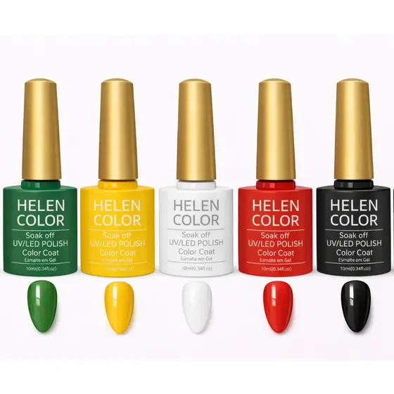 Helen Color Esmaltes em Gel Copa do Mundo Seleções Unhas Personalizadas Brilho Intenso Secagem Rápida UV/Led 30ml