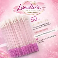 50 Escovinhas para Cílios+Aplicador de Gloss 2 em 1/Descartável para Maquiagem, Batom e Extensão de Cílios/Cabo Glitter