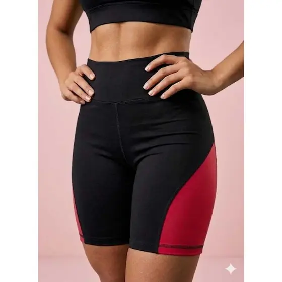Shorts Feminino Detalhe Lateral Com Cores Bermuda Academia  Fitness Treino Cós Alto Zero Transparência