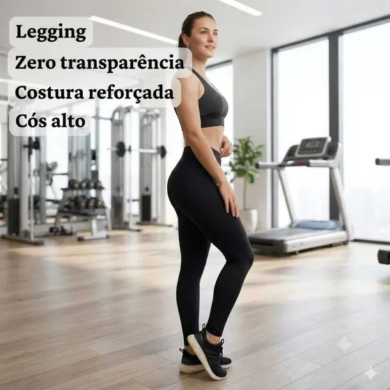 Calça Legging Feminina fitness de Academia Cintura Alta Zero Transparente Confortável Lisa