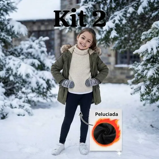 KIT 2 Calça Legging Infantil Menina Peluciada Inverno Quentinha Flanelada Térmica Confortável 4 ao 14