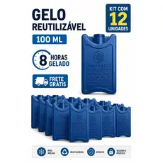 Gelo Reutilízavel 100 ml Gelotech kit com 12 unidades Mantem 8 horas gelado bolsa térmica Cooler Isopor frete grátis