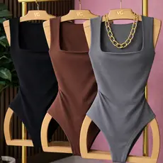KIT 3 BODY FEMININO DECOTE QUADRADO ALÇA LARGA SUPLEX MODA CASUAL 2026