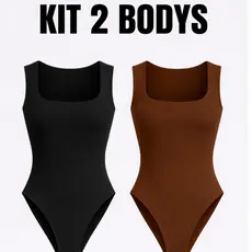 Kit 2 Body Feminino Decote Quadrado Liso Tecido Suplex Alça Larga Verão 2026