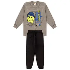 Conjunto com  Blusa em Meia Malha e Calça de bolso Moletom Peluciado - Tam 1 ao 16 anos.