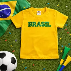 Camiseta Brasil Infantil e Juvenil  Unissex 1 aos 14 anos.
