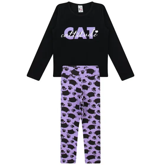 Conjunto Infantil Feminino Meia estação Cat Cattitude