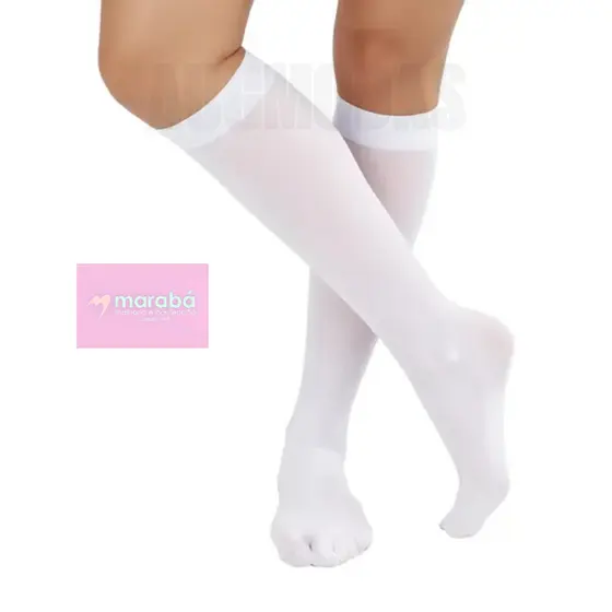 Meia 3/4 Fio 40 Básica Colegial Cosplay Ballet Confortável Branca Preta Cano Alto