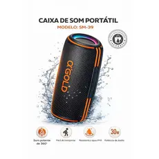 Caixa De Som Bluetooth 30W Portátil Som Potência e Resistência a Prova D'água