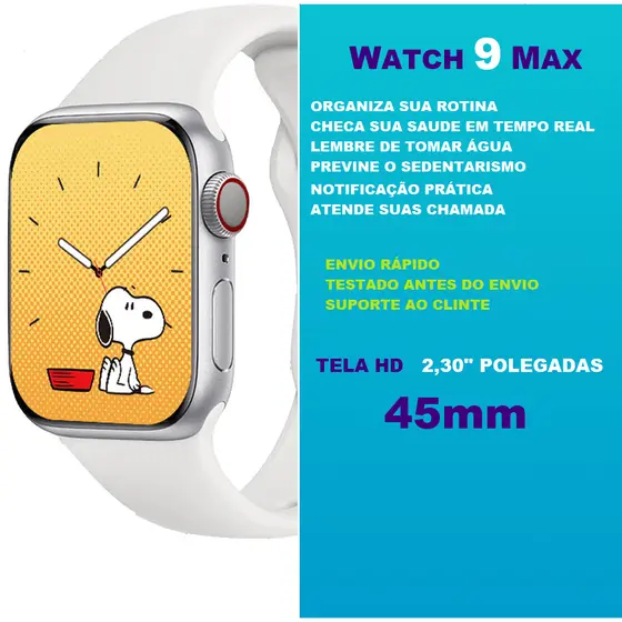 WATCH 9 MAX | Smartwatch Relógio Inteligente SERIE X9 PRO MAX Notificação, Chamada, Monitoras Saúde