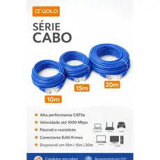 Cabo de Rede 20m A GOLD Ethernet RJ45 CAT5e 20m / 15m / 10m