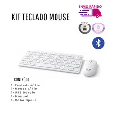 Kit Teclado e Mouse Bluetooth 2 EM 1 Tecaldo S/ Fio Mouse S/ Fio Recarregável Cabo USB-C