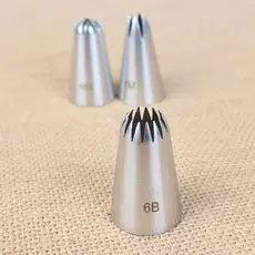 Kit com 3 Bicos de Confeitar Profissionais Inox 853, 6B ou 1M