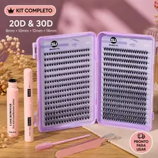 Cílios Tufinho 20d 30d 8mm A 14mm Kit Com Cola Seal Removedor Pinça Escovinha E Case