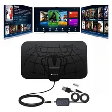Antena De Tv Digital Com Amplificador Sinal Tv Digital 4k Booster Sinal 10xmais Forte