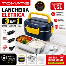 Lancheira Elétrica 3 em 1 1.5L 12V 24V 110V 220V Marmita Aquecedora Carro Casa Portátil TOMATE