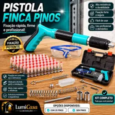 Pistola Finca Pinos Profissional com Kit de Fixação | Ferramenta Manual para Concreto e Aço com ou sem Pinos