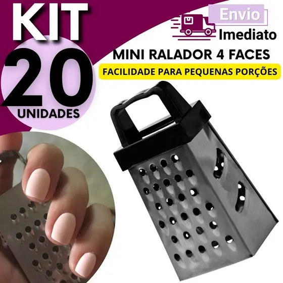 Kit Mini Ralador Inox 4 Faces 3,1" kit 20, 15 ou 10Un Colorido Multiuso Ralar Queijo Legumes Cozinha Compacto