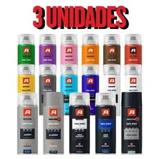 Kit 3 Tinta Spray de pintura Uso Geral 400ml - Autofix 400ml / 210g - Preto Brilhante